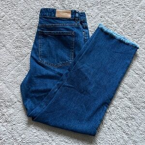Kate Spade Raw Hem Straight Leg Denim Jeans Preppy Minimalist Designer Size 30